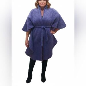 Vintage Donegal Design Lavender 100% Pure Wool Mohair Wool Cape Coat